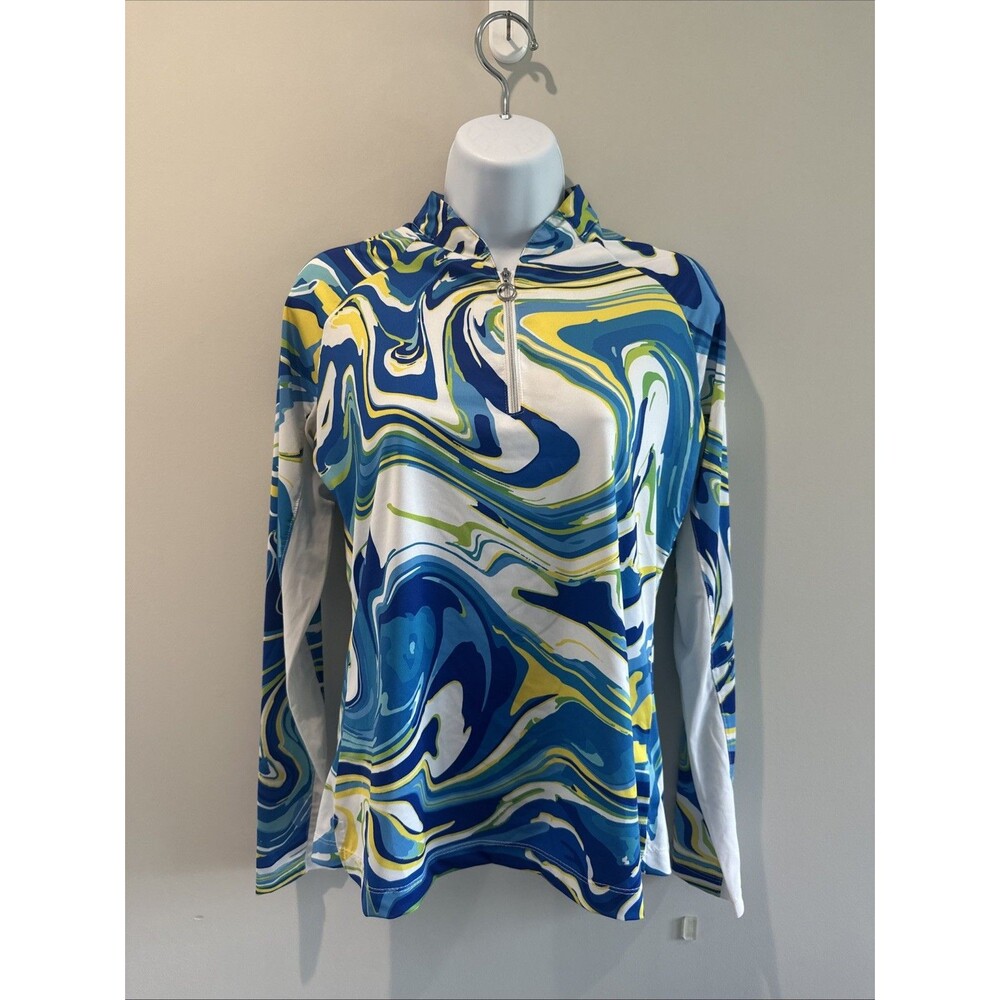 Tail Women’s Small Abstract Swirl Print 1/4 Zip Golf Tennis Pullover Top